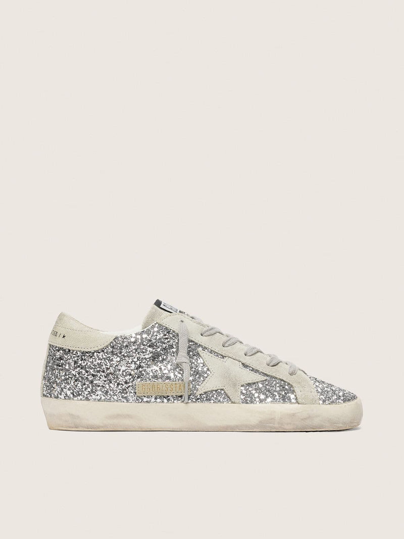 Super-Star Blanc Paillettes Argentees