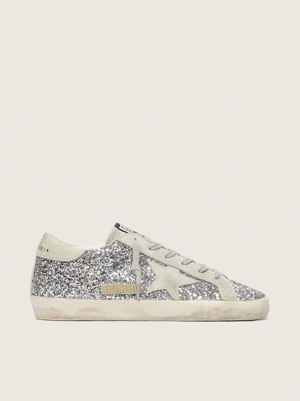 Super-Star Blanc Paillettes Argentees